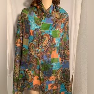 WOMENS 75 X 27 SHAWL WRAP SCARF MANORAMA ITALIAN MADE MULTI COLORED PAISLEY
